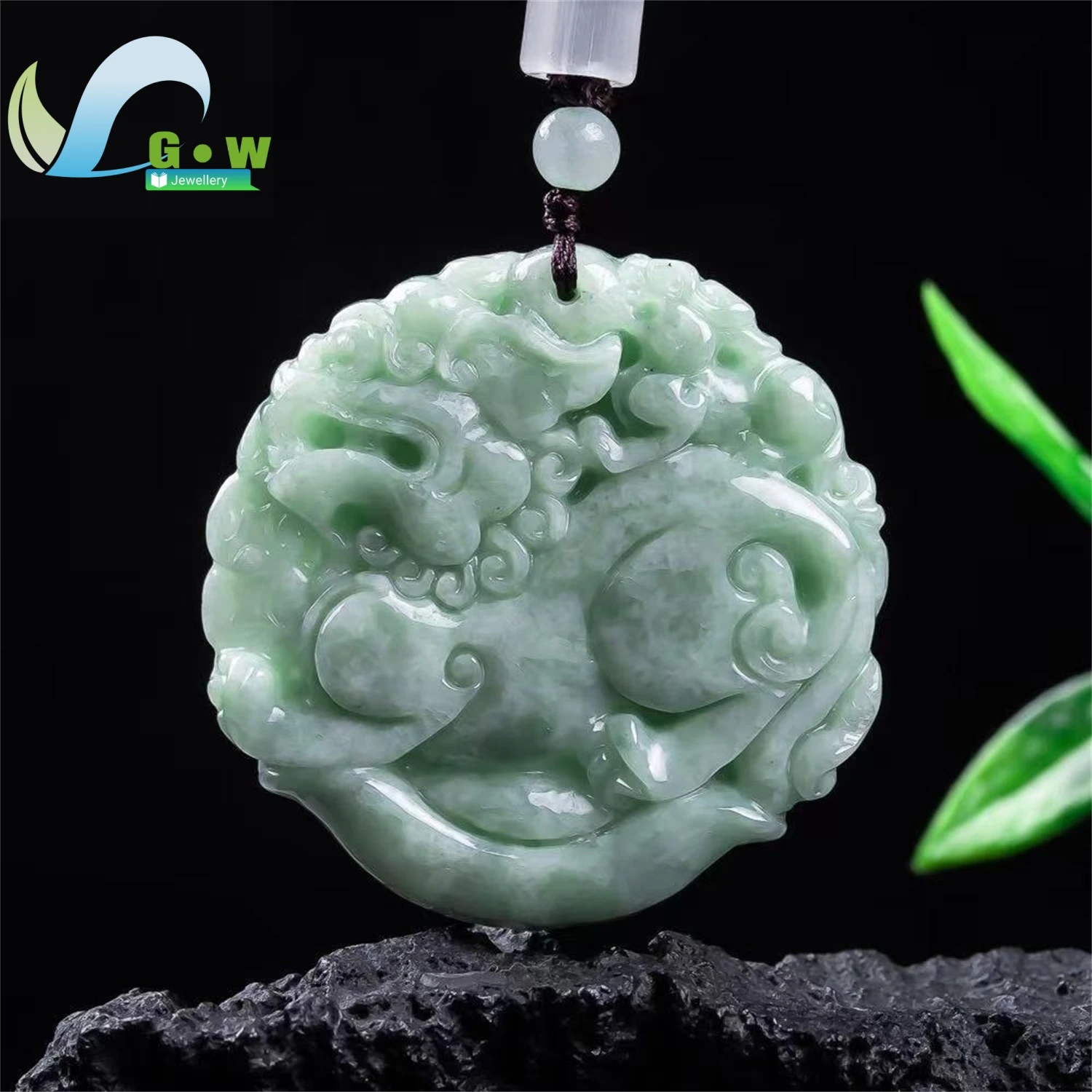 Natural A Grade Jadeite Pixiu Double Sided Pendant Carved Hanging Ornament Unisex Exquisite Retro Ethnic Style Jewelry Gift