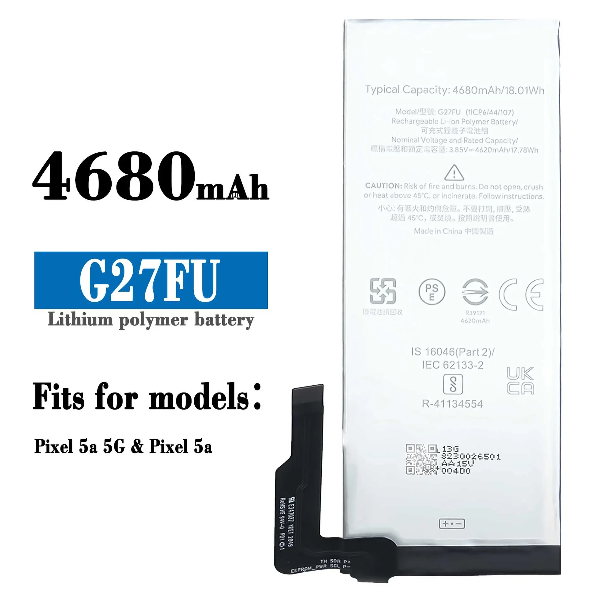 High Quality Replacement Battery For HTC Google Pixel 5A G27FU Large Capacity Mobile Phone Built-in Batteries