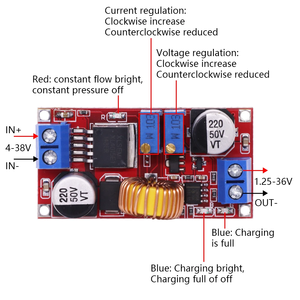 XL4015 5A DC to DC CC CV Lithium Battery Step down Charging Board Led Power Converter Lithium Charger Step Down Module XL4015 E1