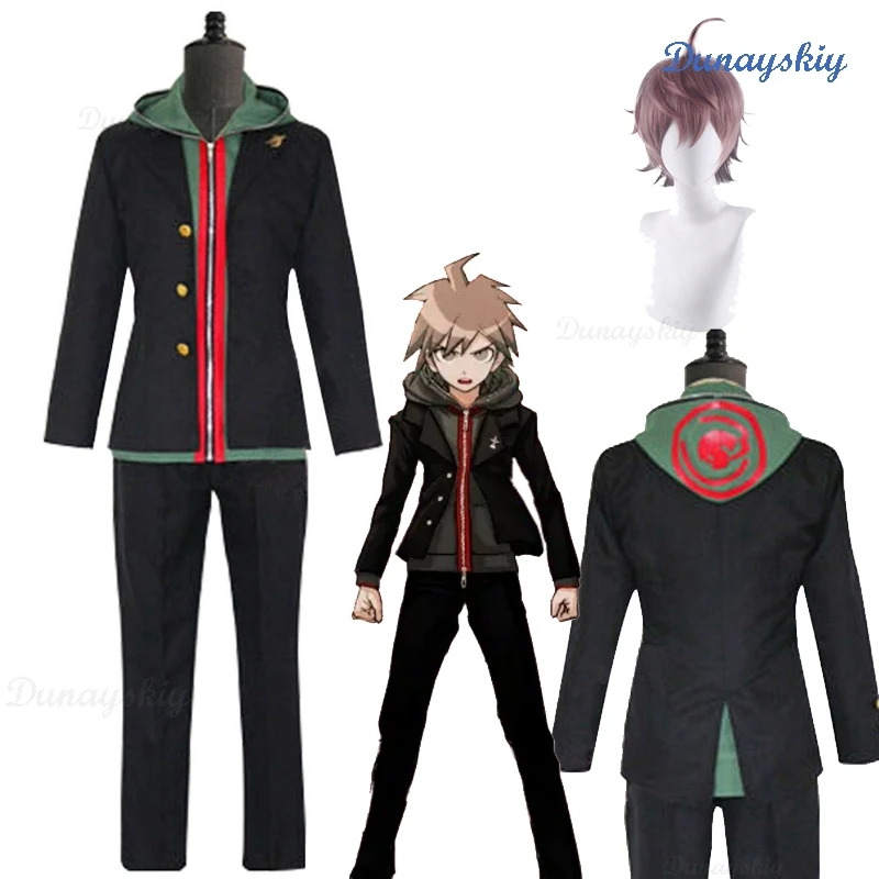 

Danganronpa Naegi Makoto Косплей Парик Косплей Костюм Парик Игра Женщины Унисекс Хэллоуин Вечеринка Студенты Пальто Брюки Униформа