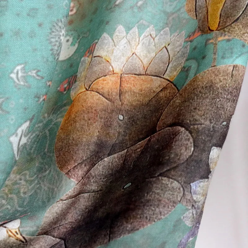 Winsleter-Women 100%Wool Elegant Long Scarf, 200*100CM Koi Fish Print, Mom Gift Retro Commute Shawl Scarves, 2025 Fall A5O634CC