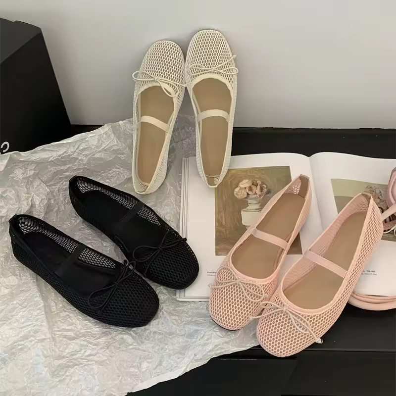 2025 New Luxury Spring/Summer Women Mesh Hollow Elastic Band Flat Bottom Non slip Casual Shoes Flat Bottom Shoes - AliExpress
