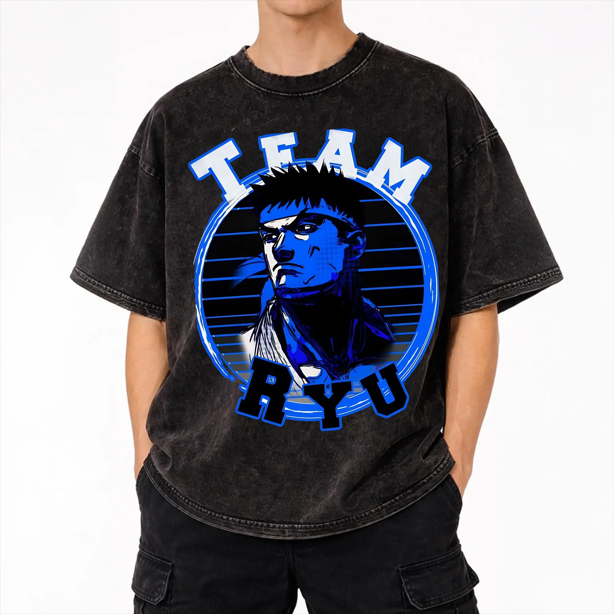 Streets Fighters RYU Movie 2026 T Shirt Hip Hop Washed Cotton Harajuku T-Shirt  Fashion for Men Women Streetwear