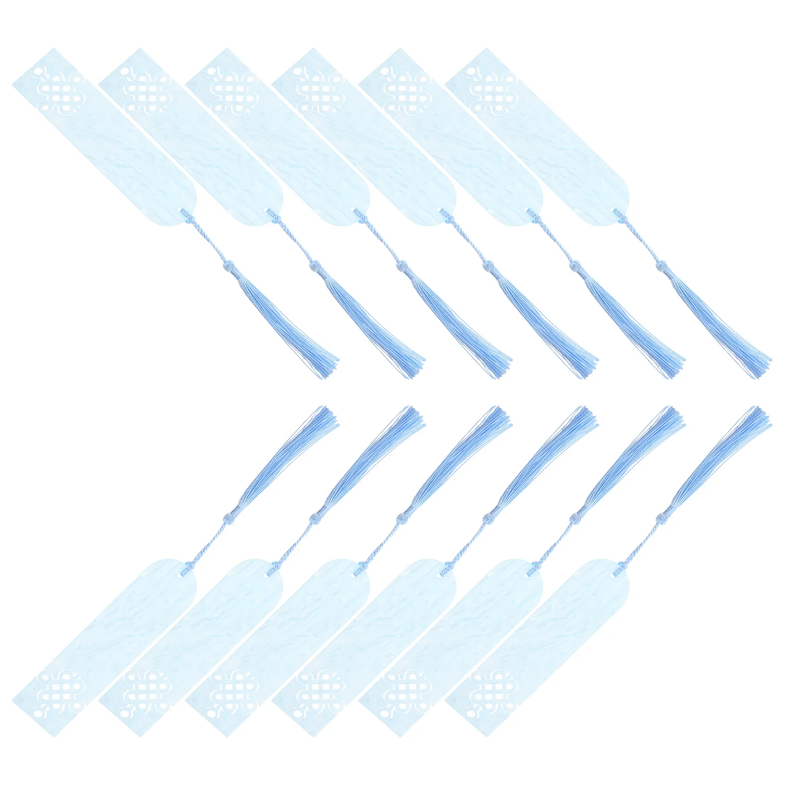 

12Pcs Hollow Chinese Knot Acrylic Bookmarks Tassel Reading Accessories Elegant Oriental Style Book Marks for Women Men