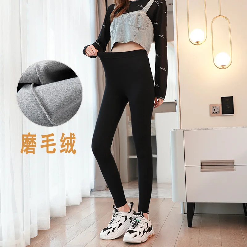 Women Leggings 2022 Winter Warm Velvet Fleece Lined Slim High Waist Skinny Pants Female Solid Color Thick High Stretch Leggings