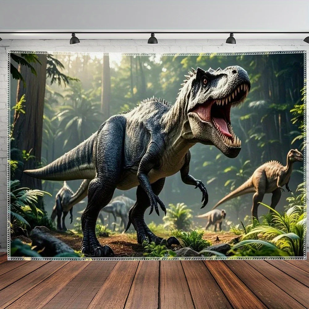 T-Rex Dinosaur Tapestry Wall Hanging Jurassic Forest Scene Art Fabric Poster for Living Room Bedroom Kids Room Home Decor