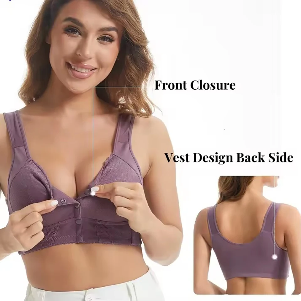 Front Buckles Sexy Push Up Bra Plus Size Full Coverage Bralette Ladies No Wire Daily Bras Women's Sleep Bra Fitness Vest