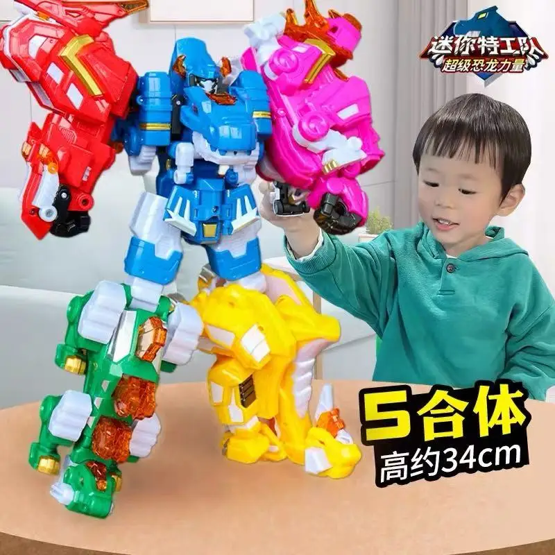 

5 IN 1 Mini Force 2 Super Dino Power Transformation Robot Toys Action Figures Mini Force X Deformation Dinosaur Mecha Toy