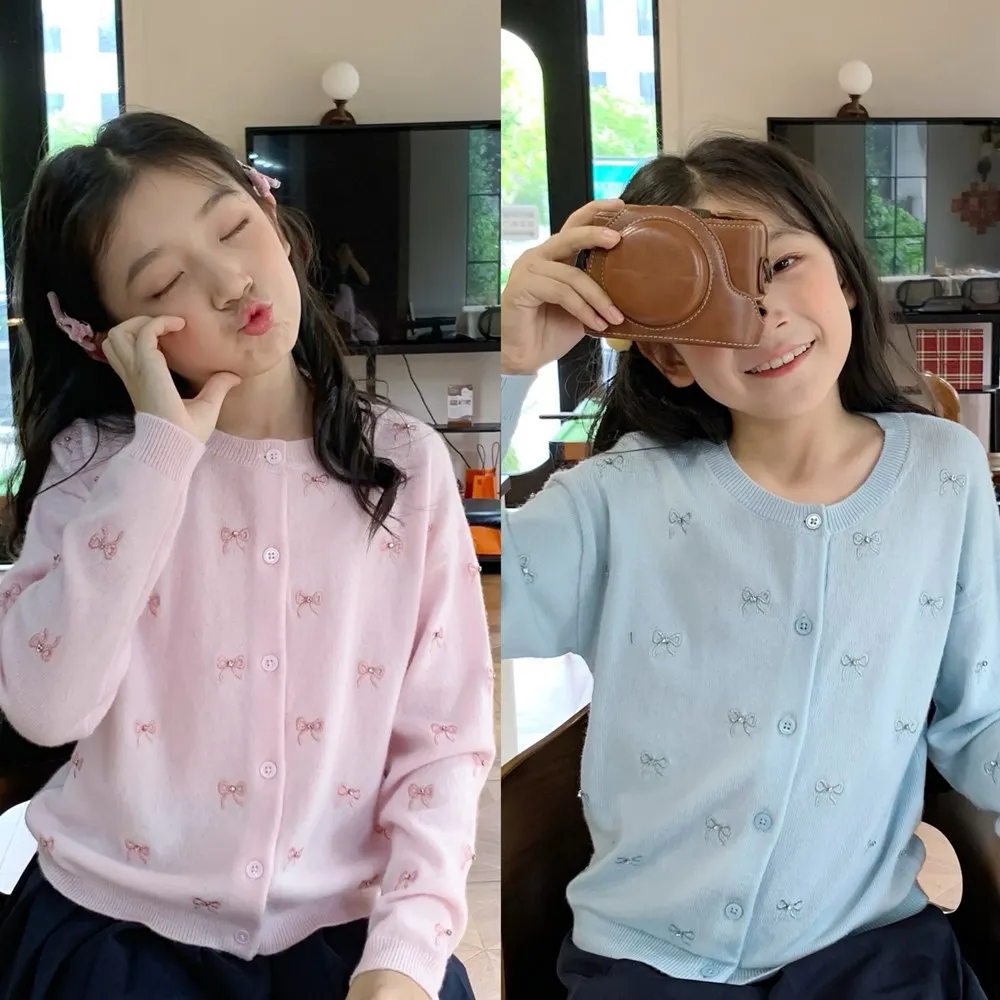 

Детская одежда, свитер для девочек, милый вязаный кардиган, свитер с вишневым рисунком и вышивкой из бисера, пальто