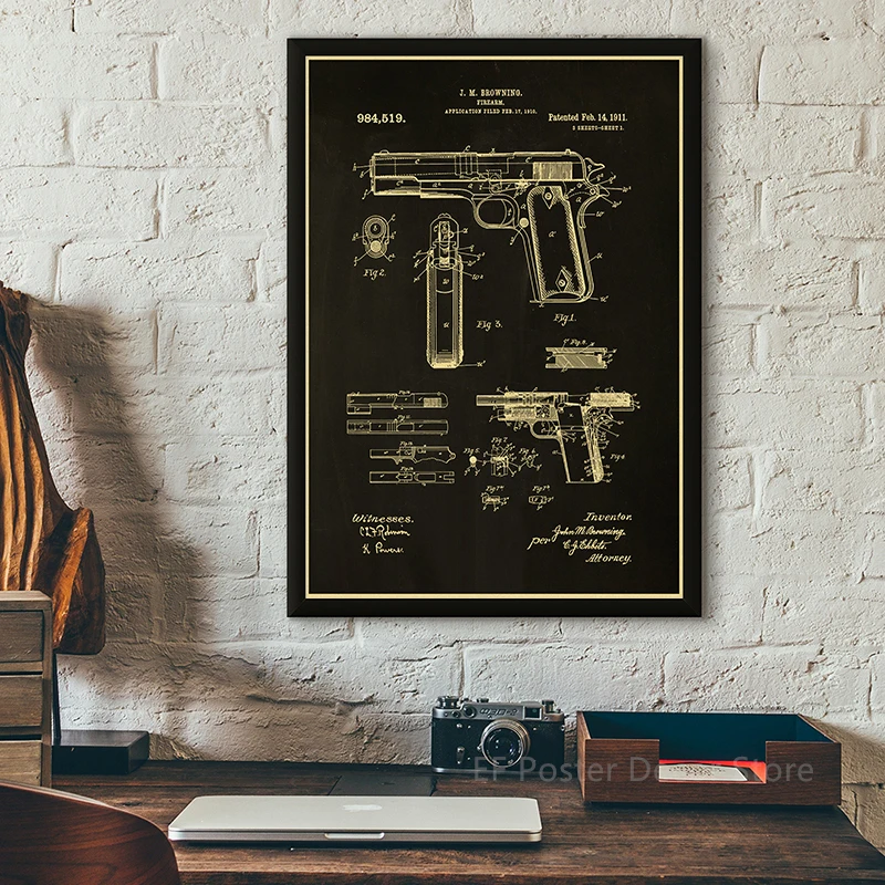 Gun Studies Posters Pistol/Rifle/Revolver Poster Home Room Club Decor Aesthetic Painting Handgun Vintage Prints Art Wall Picture