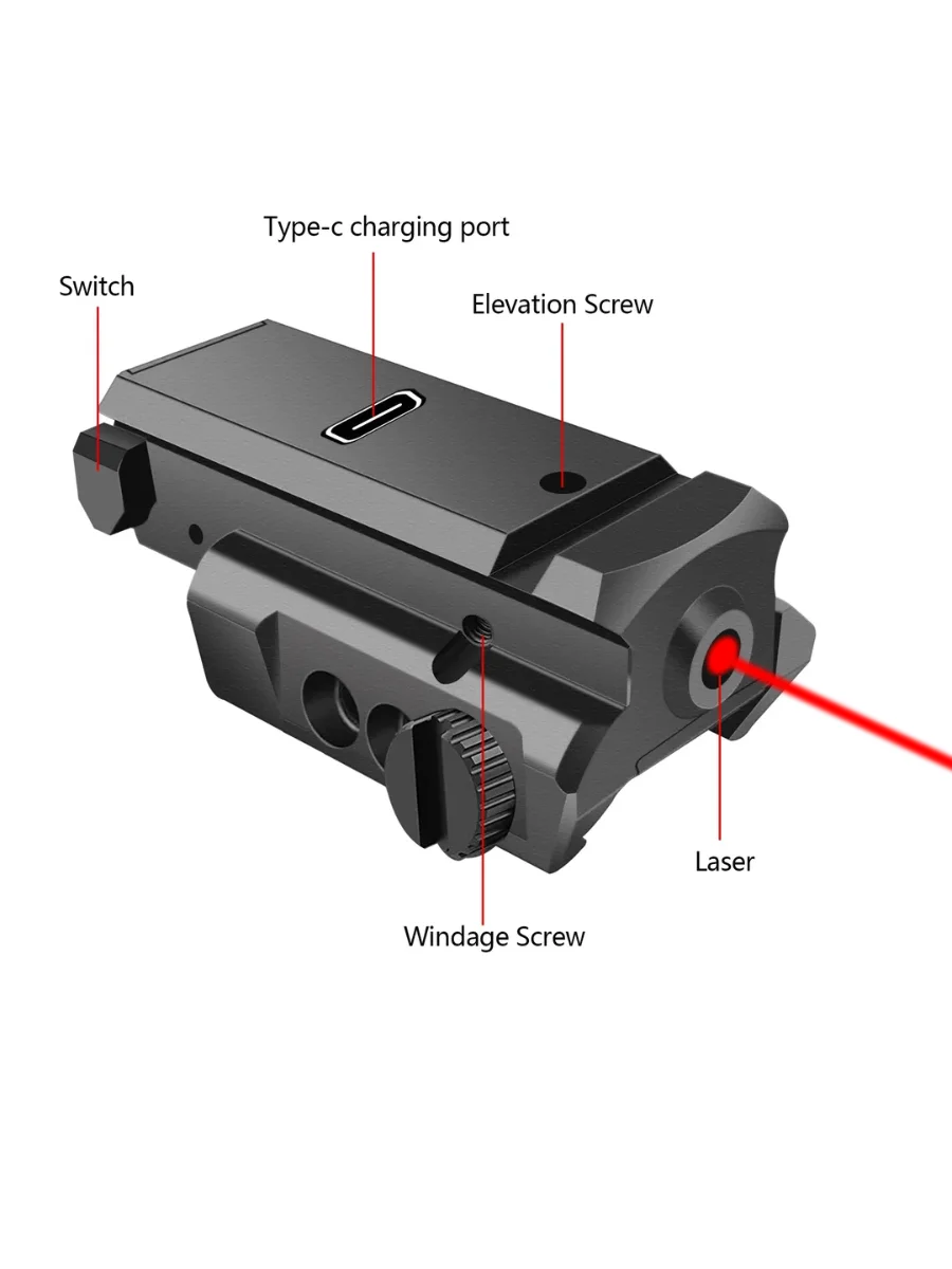 Laserzielgerät, passend für 20-mm-Picatinny-Weaver-Schiene, für Pistolen und Gewehre /Grün/Rot. – Detail 6