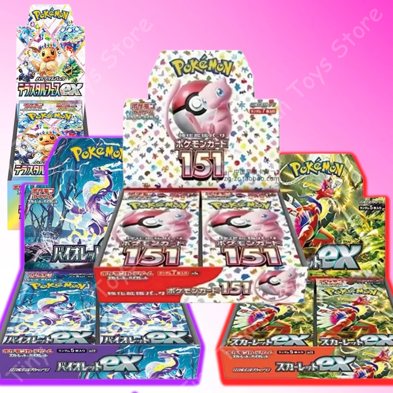 PKM TCG 151 Pikachu ex Booster Hang Box - SV2a 1v 1s 8a Japanische Edition Versiegelt mit Original Mega Ptcg Filmkartenhalter Geschenk