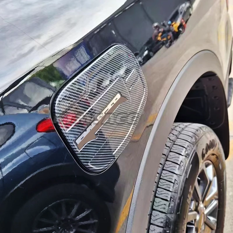 For Ford Ranger T9 2023 2024 ABS Carbon Fiber Exterior Car Head Front Face Hood Bonnet Logo Trademark Grille Air scoop Trim