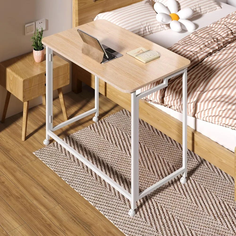 Portable Mobile Laptop Desk with Wheels, Compact Rolling Computer Table for Small Spaces and Couch Use