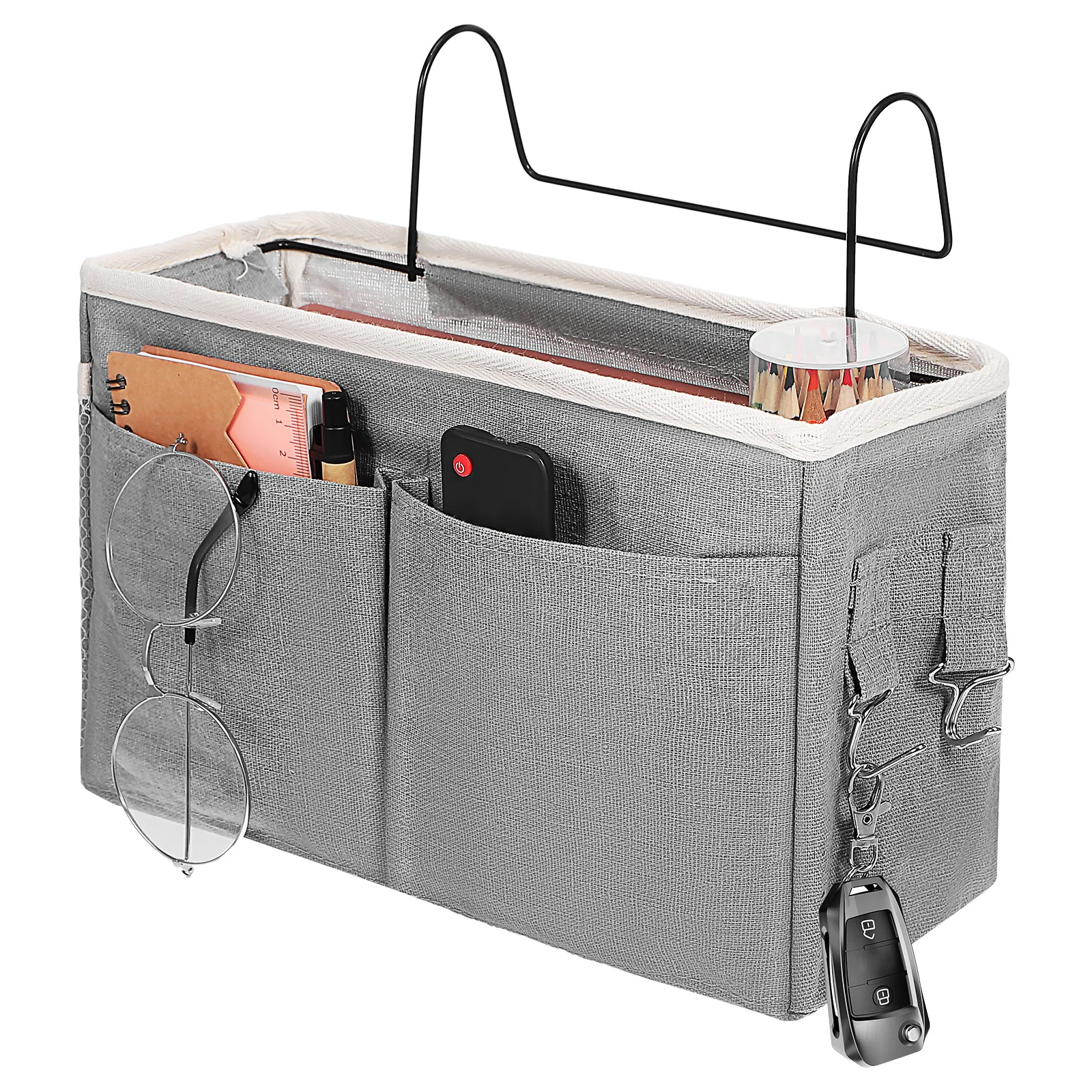 

Sofa Storage Bag Hanging Bedside Pouch Small Space Dorm Room Bedroom Apartment Multi Pockets Fabric Iron Construction