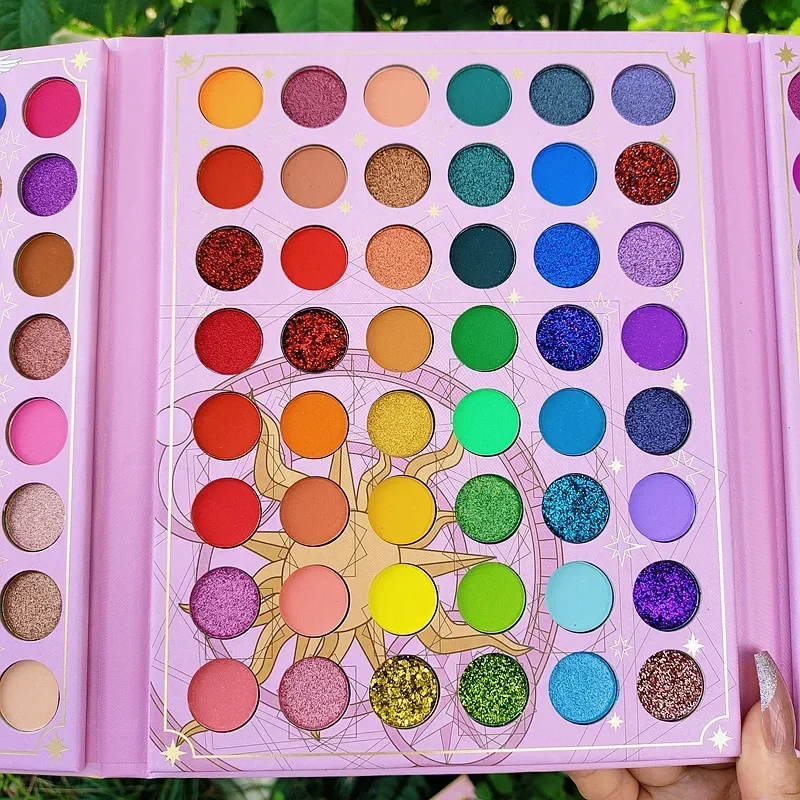 Placa de sombra de ojos de 96 colores, paleta de maquillaje con lentejuelas mate, Bola de escenario colorida, neón dedicado