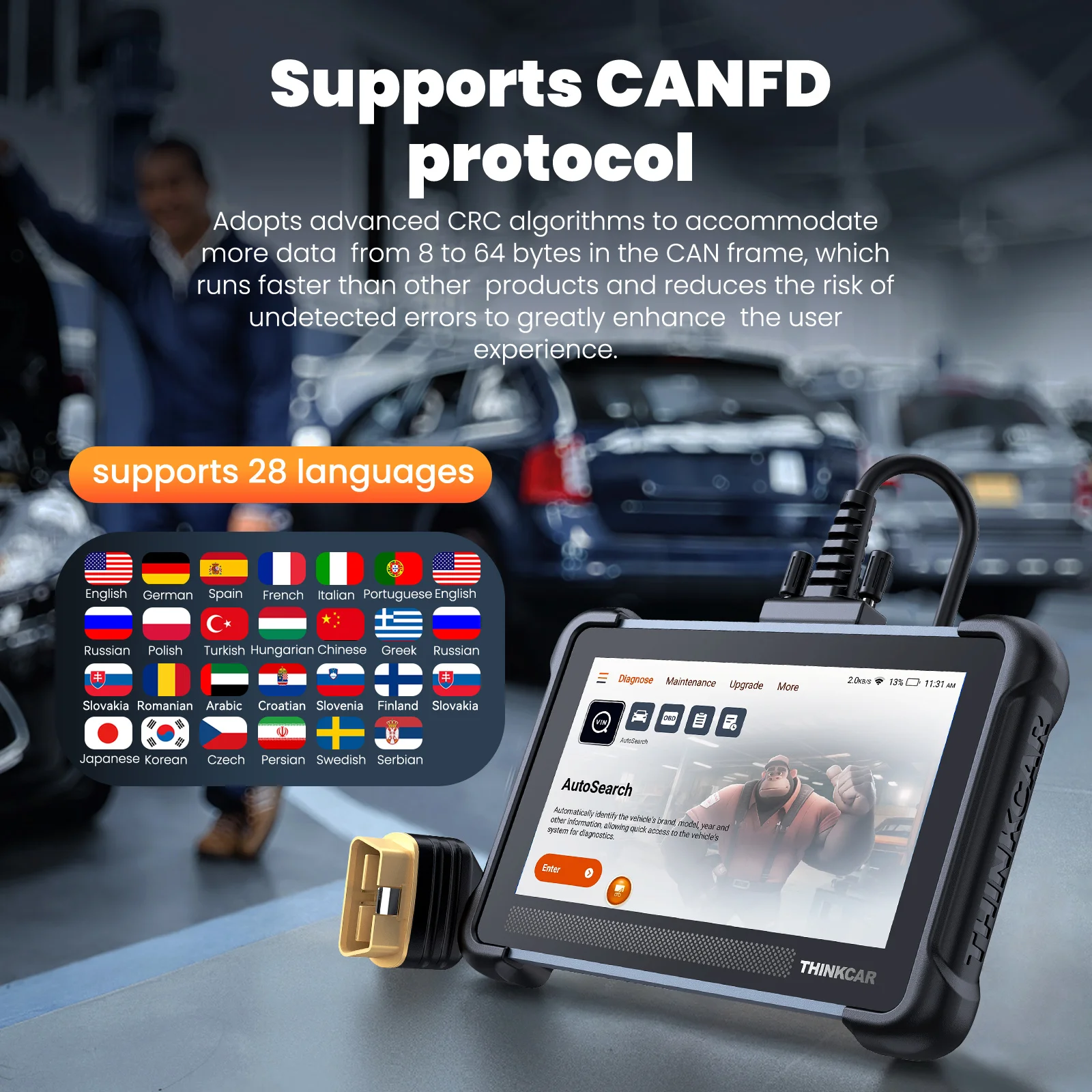 THINKCAR THINKSCAN 672 OBD2 Scanner CAN FD OBD2 Tool Bi-directional Control Full System Diagnosis 28 Resets Free for Life