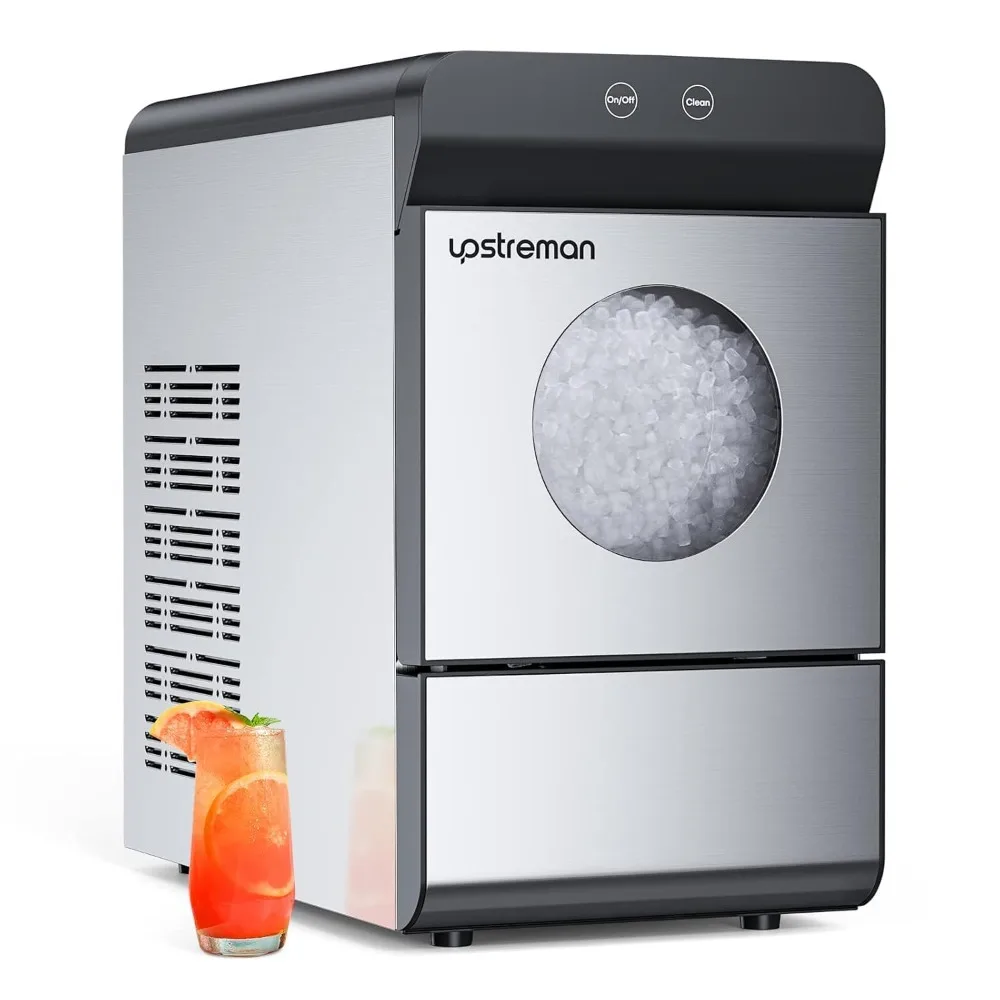 

33 pounds/day, self-cleaning, 6 ice cubes within 15 minutes, 2 water refills, home/office/bar countertop ice maker