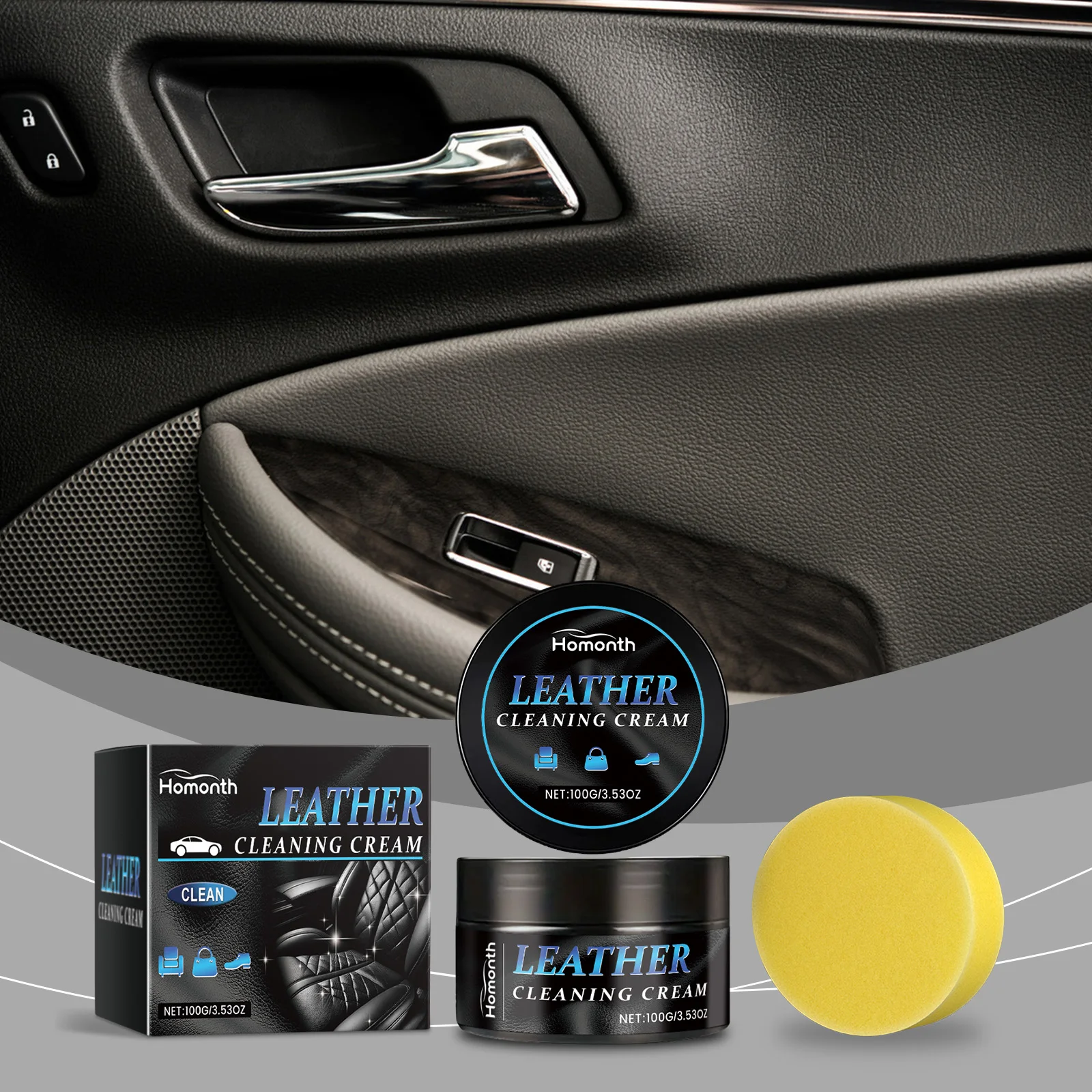 Professional Auto Leather Care Cream - Interior Cleaner, Conditioner & Restorer For Car Seats, Dashboard, Steering Wheel（100ml）