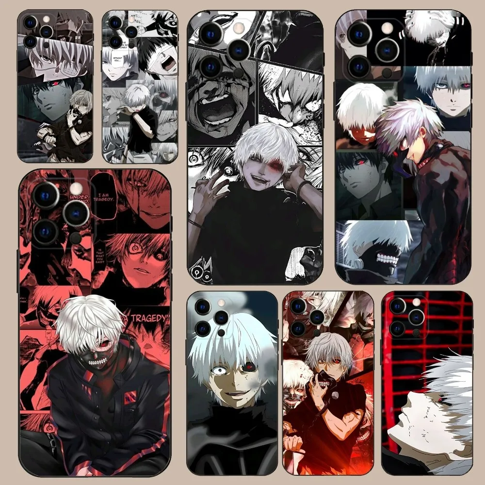 Anime K-Kaneki K-Ken Phone Case For iPhone 16,15,14,13,12,11,Pro,X,XS,Max,XR,Plus,Mini Soft Black Cover