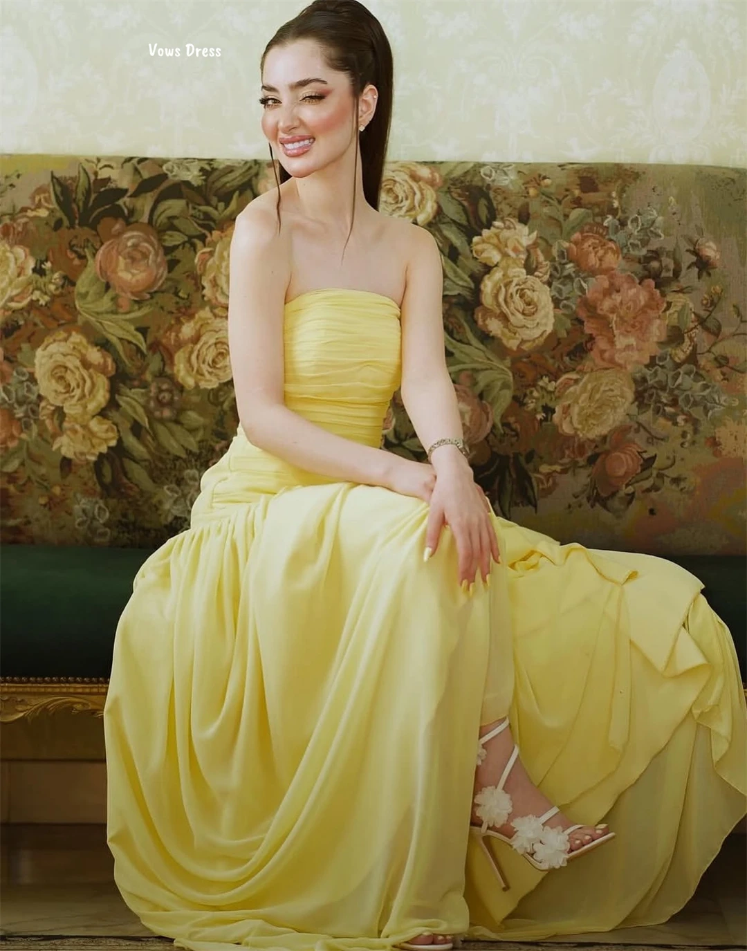 Vows ligne une robes de soirée pour Occasions spéciales robes élégantes en mousseline de soie sur mesure Robe de bal Robe bustier tubulaire Robe de soirée