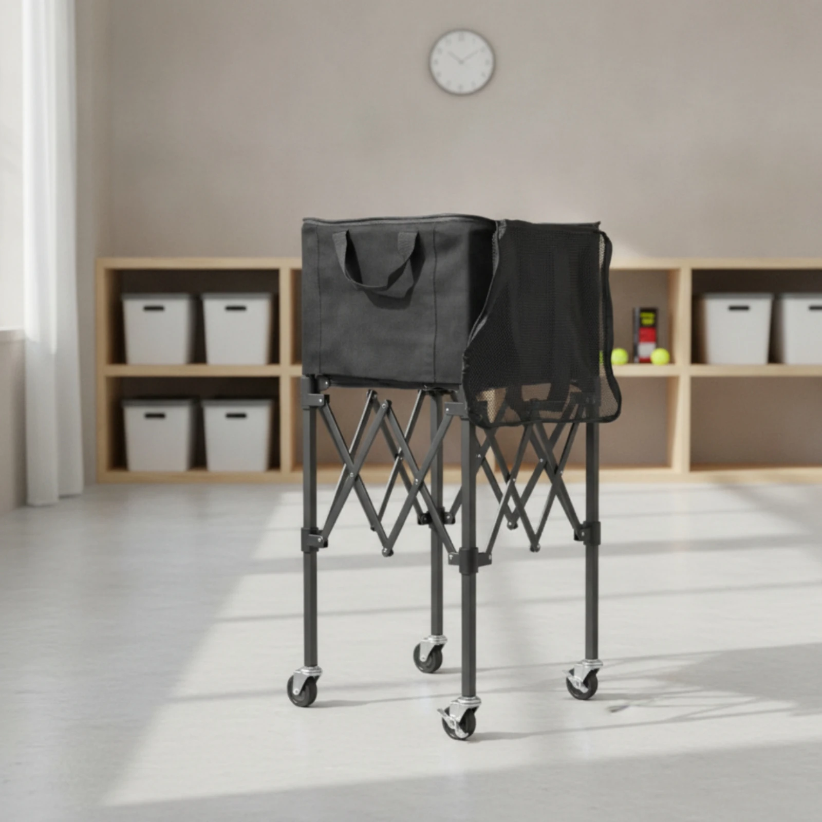 Ball Collection Cart Lockable Foldable Ball Cart Waterproof Heavy Duty for Coaches, Sports Training, Tennis Courts