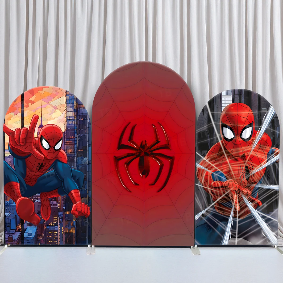 

TB Marvel Spiderman Theme Arch Backdrop Cover Boys Birthday Baby Shower Photography Background Party Decor Props Elastic Fabric