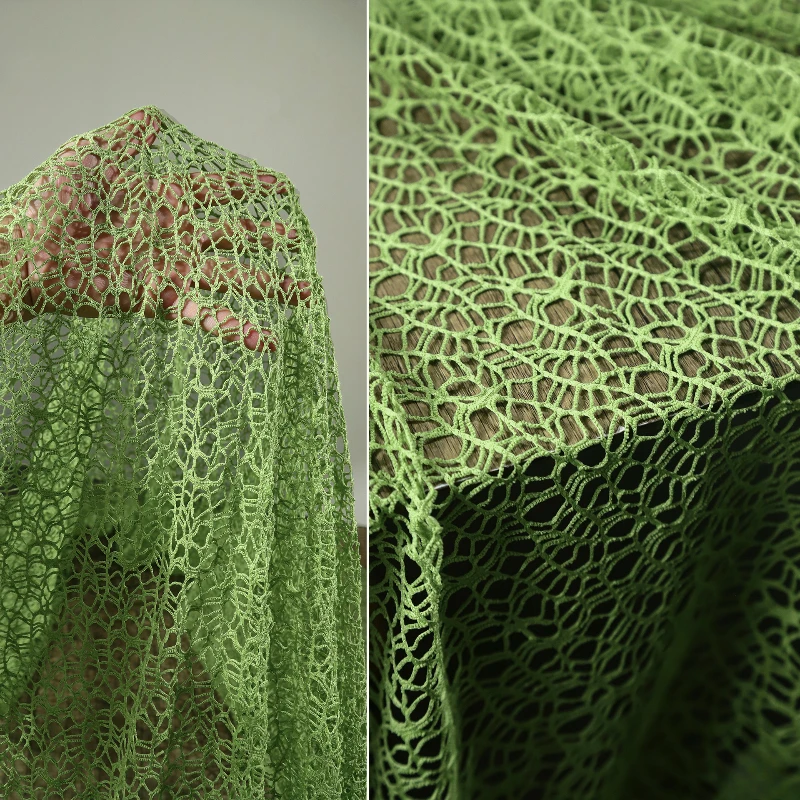 Avocado Green Hollow Mesh Gauze Irregular Winding Texture Creative Dress DIY Clothing Decorative sewing Fabric