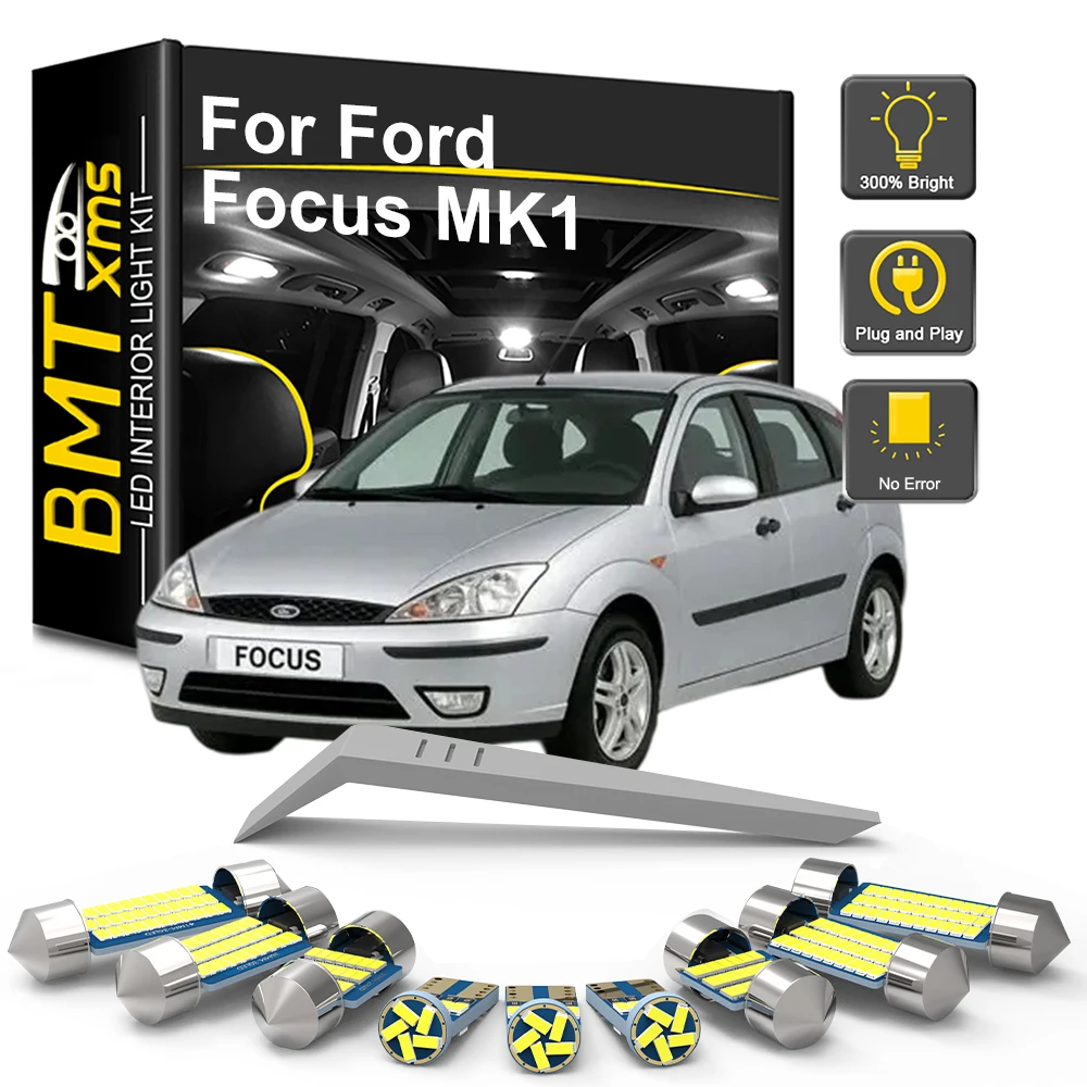 Für Ford Focus MK1 2000 2001 2002 2003 2004, 6/10 Stück LED-Innenbeleuchtungs-Set LED-Auto-Deckenleuchte Kofferraumleuchte Canbus, Kartenleuchte Deckenleuchte Leselampe