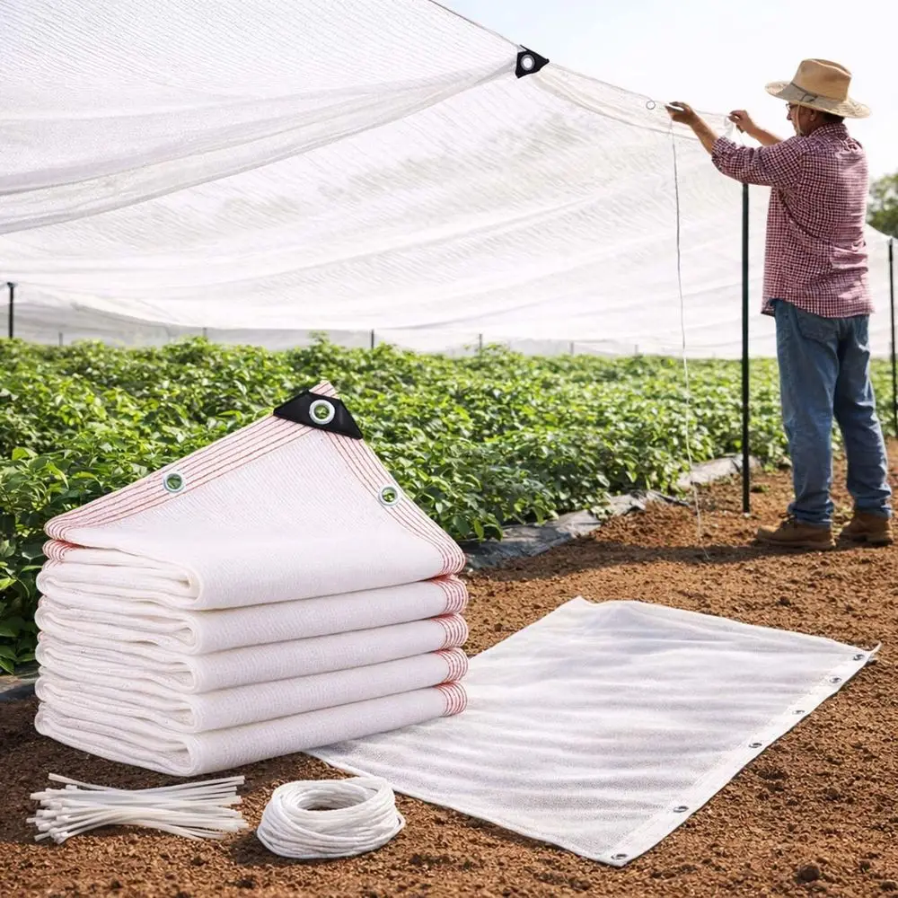 

White Shade Cloth for Plant, 50 Sun Shade Net with Grommets, Heavy Duty Mesh Tarp Breathable Fabric Privacy Fence Screen Coveri
