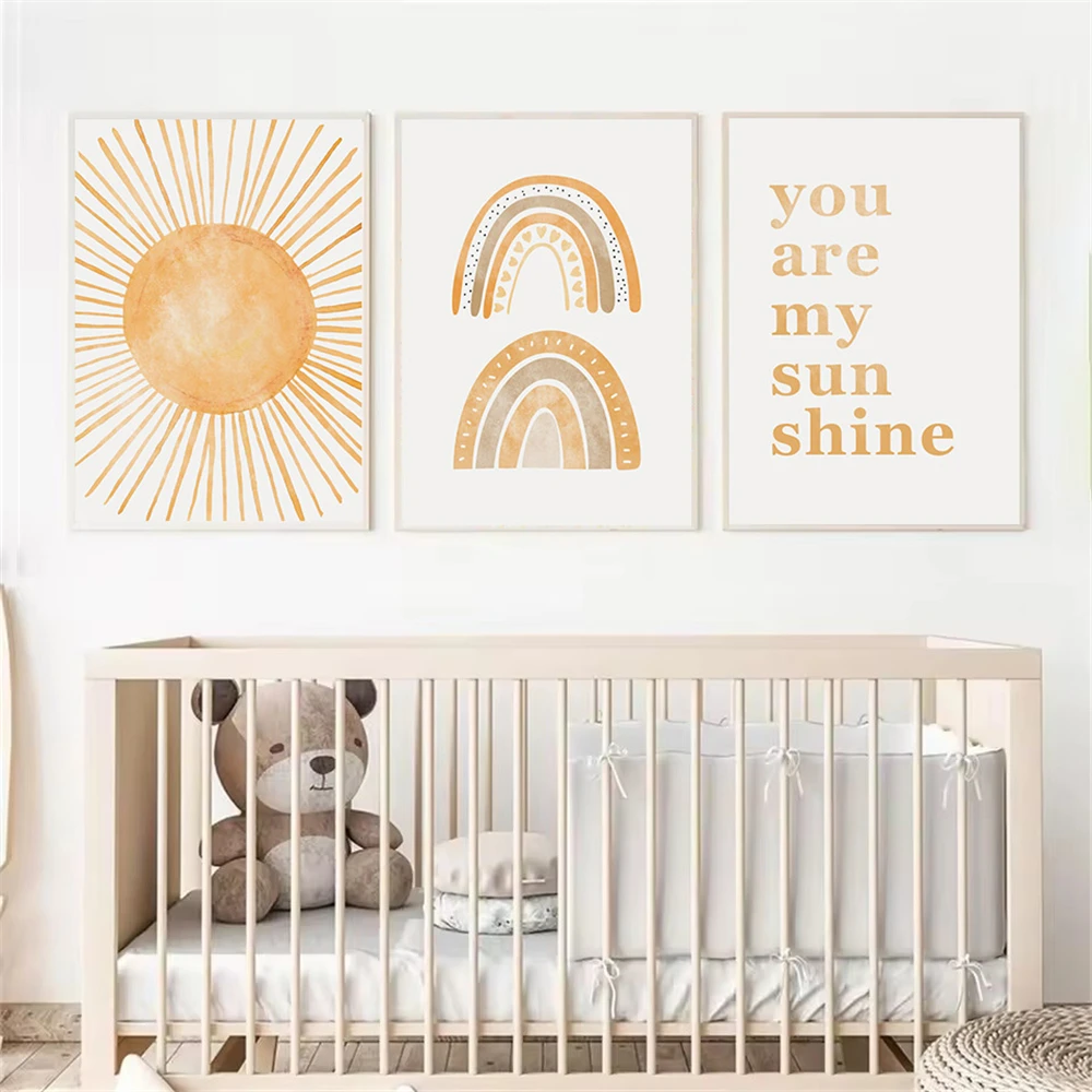 Boho Rainbow Sun Posters Abstr - огляд і ціна Baby Nursery You Are My Sunshine