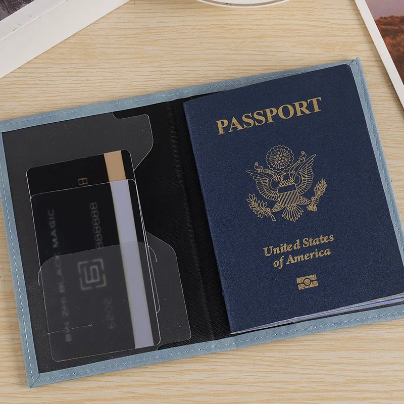 

Letter Print Passport Clips PU Leather Fashion Passport Holder Case Travel Document Holder Air Ticket Protective Cover