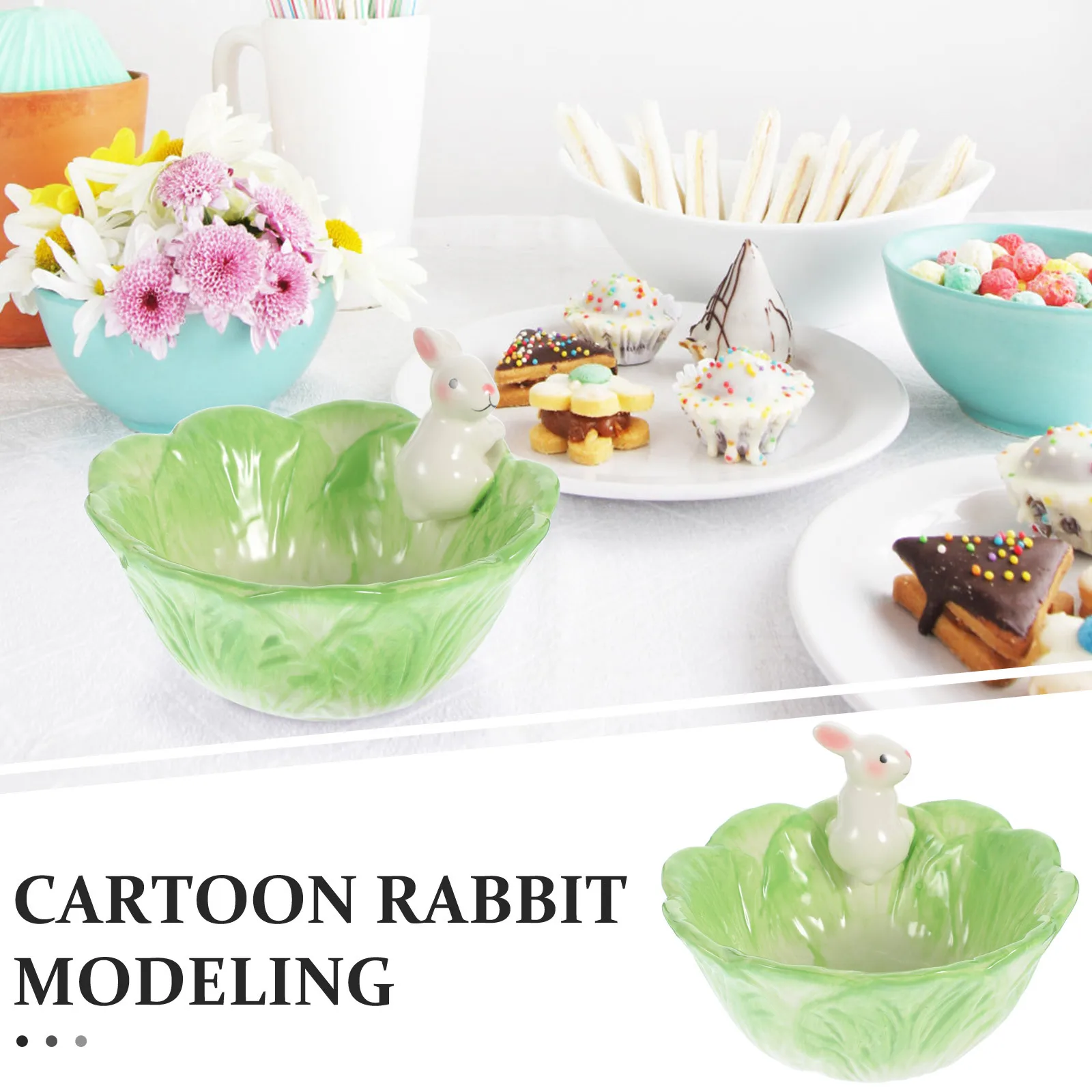 

Creative Rabbit Bowl Ceramic Children Tableware 5.89 Inch Cartoon Animal Design Kids Food Bowl Children Tableware