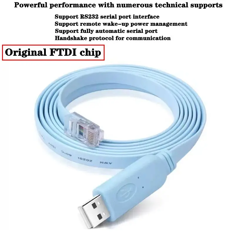 1.8m FTDI Chip USB to Console Debugging Cable USB RS232 to RJ45 8P8C Laptop H3C Router Industrial Switch RS232 Serial Port