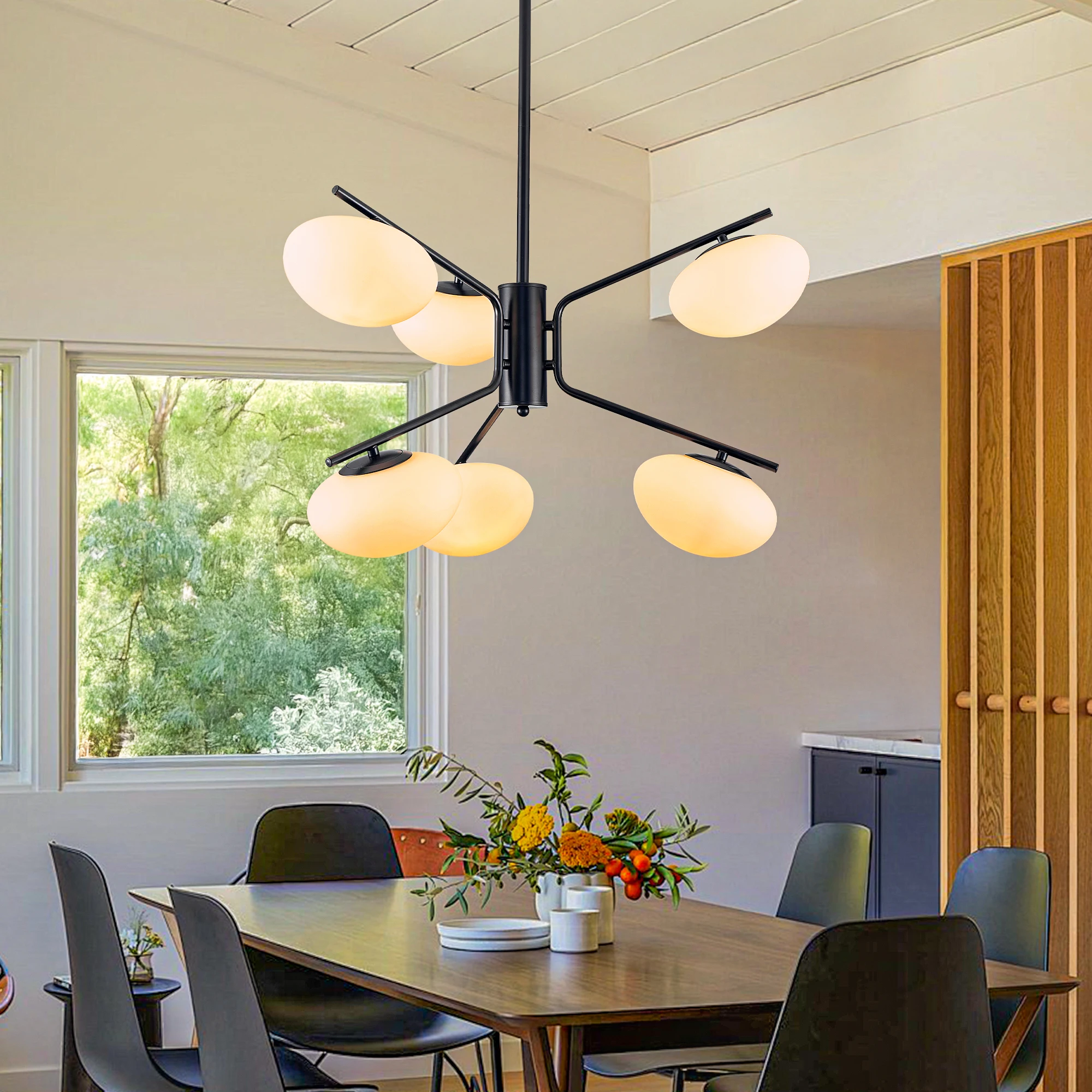 

Modern LED Pendant Light Frosted Glass Ball Chandeliers 6 Heads Hanging Lamp for Kitchen Living Dining Room Suspension Luminaire