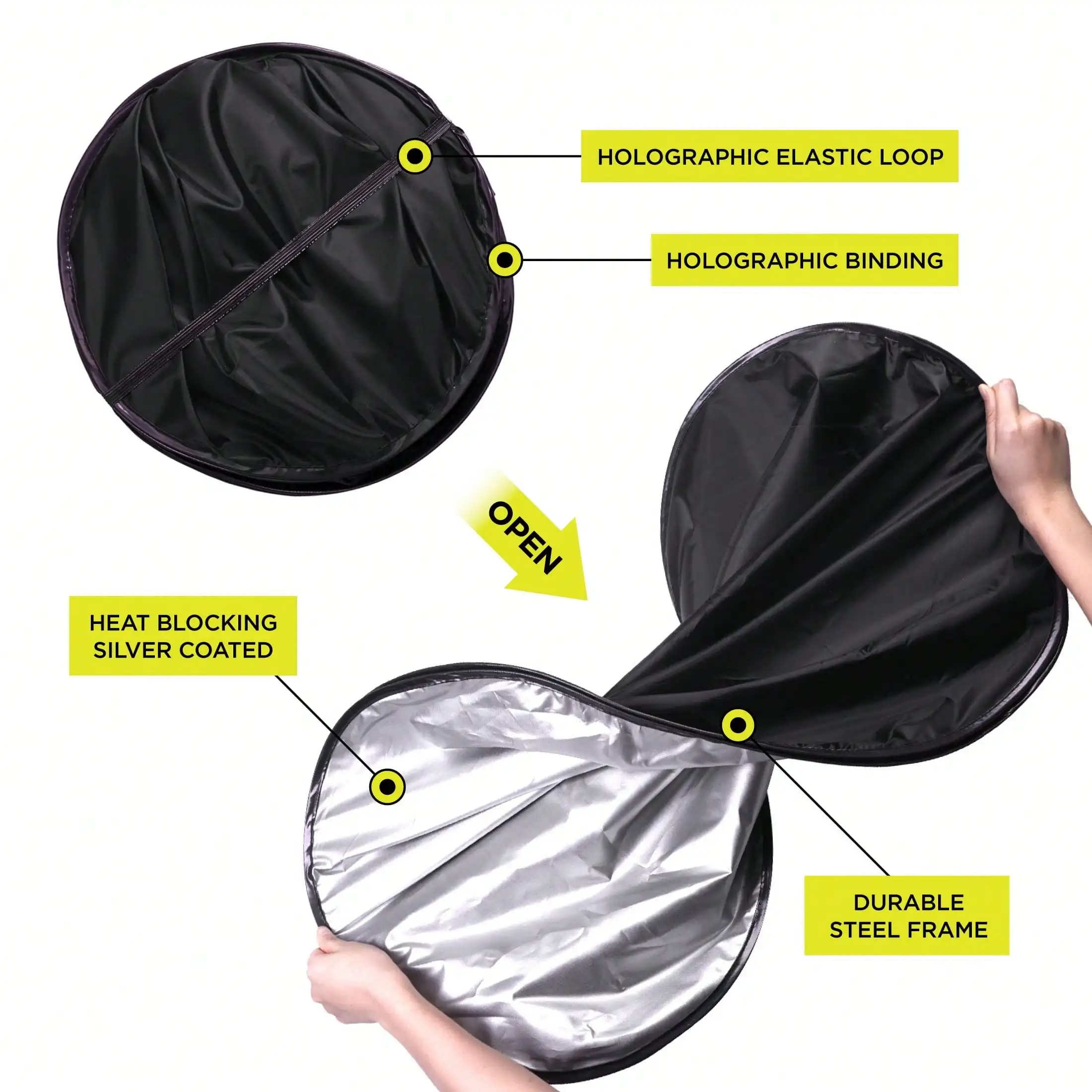 유니버셜 블랙 트위스트 쉐이드 1쌍, 28.5" x 31.5" - 차량 앞 유리에 장착하기 위해 차양을 회전시켜주세요.