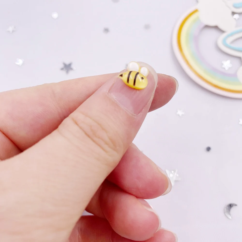 30pcs Glitter Resin Colorful Mini Candy Color Bee Art Nail Flatback Rhinestone Applique DIY Wedding Scrapbook Decor Crafts SL617