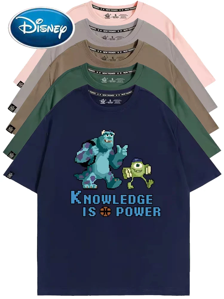 

Disney T-Shirt Casual MikeWazowski JamesP.Sullivan Monsters University Letter Cartoon Print Unisex Couple Women Tee Top 10 Color