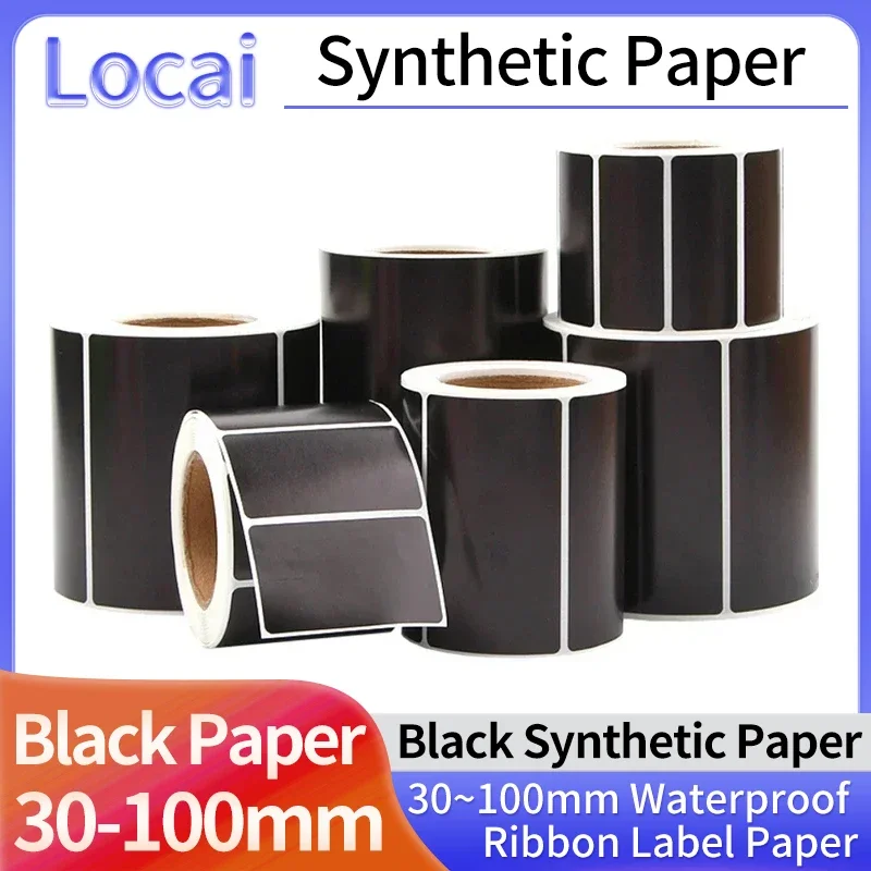 

Synthetic Paper Waterproof Black PP Sticker 30 40 50 60 70 80 90 100mm Vinyl Thermal Transfer Carbon Printer Label For Foil/UV