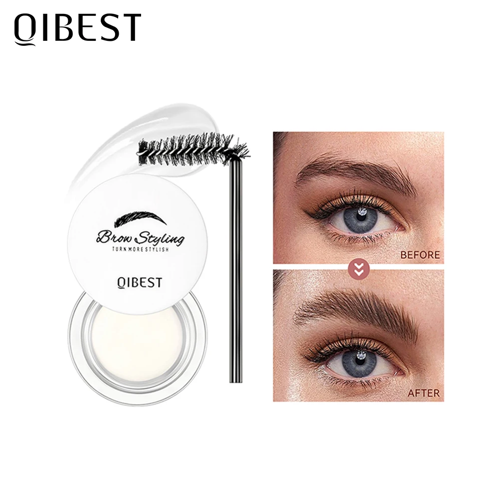 Qibest natural incolor estilo sobrancelha cera relaxante sobrancelha fixação sabão transparente de longa duração sobrancelha definindo gel maquiagem