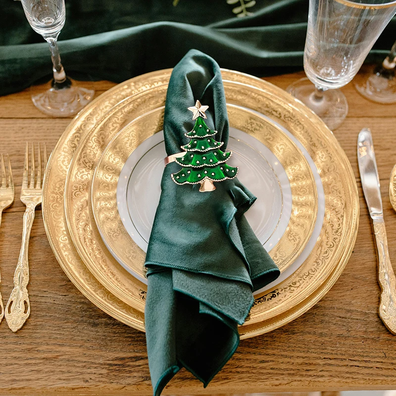 1/3/6Pcs Christmas Napkin Rings Xmas Tree Ornaments 2025 Christmas Home Kitchen Dinner Table Decoration New Year Party Supplies