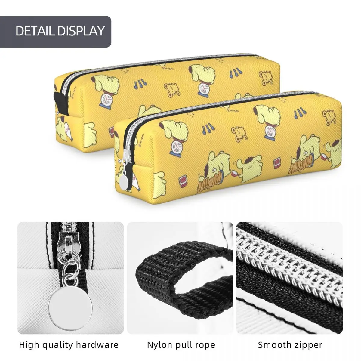 Imagem -05 - Adorável Pom Pom Purin Dog Pencil Case Cute Cartoon Pencilcases Pen Box Kids Large Storage Bolsa Material Escolar Presente de Papelaria