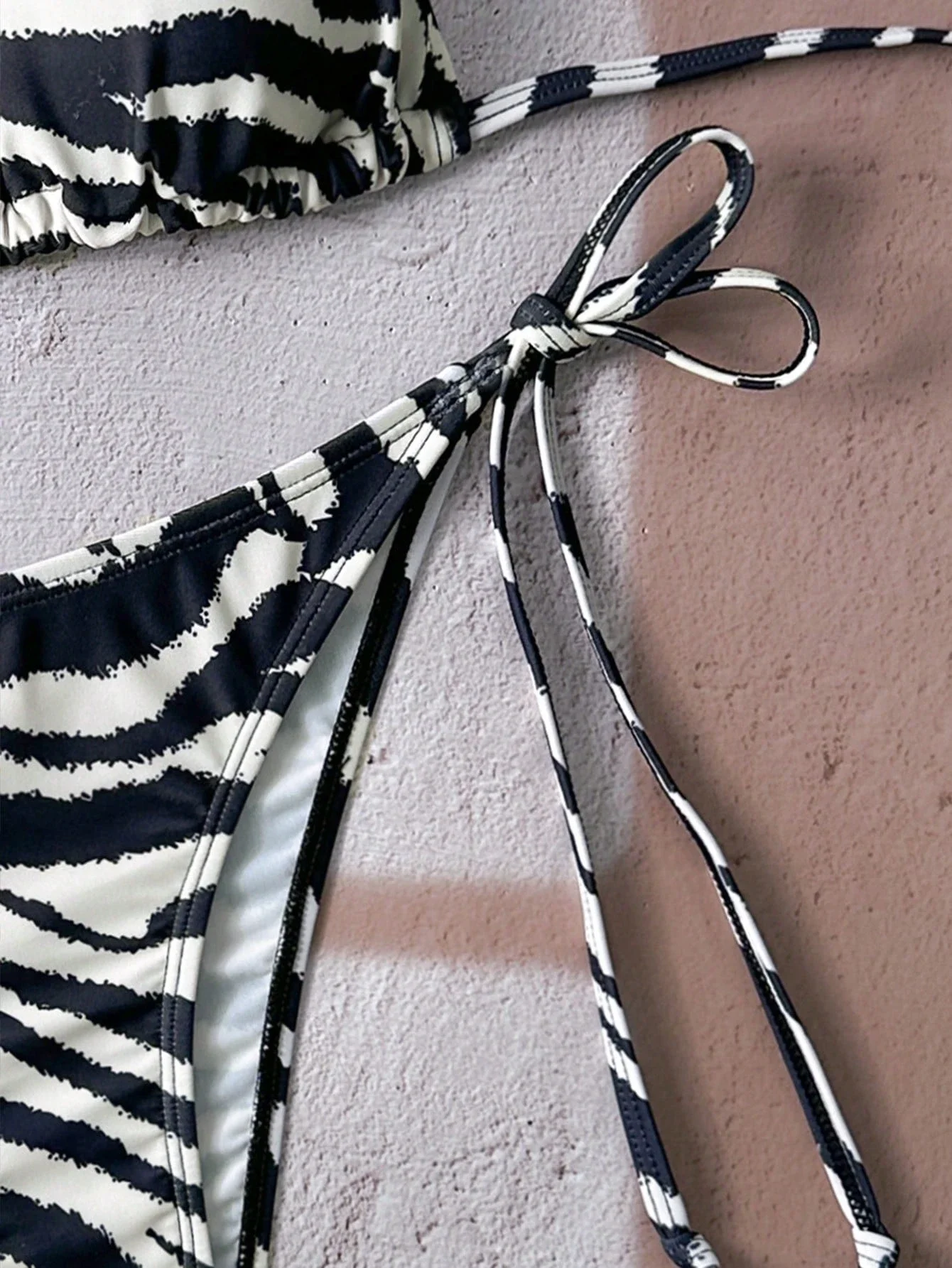 

Zebra Print Triangle Bikini Set For Beach Vacation Summer