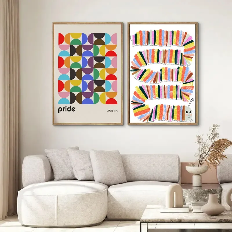 1PCS Frameless  Pastel Rainbow Print Colorful Modern Scenery Canvas Wall Art Abstract Vibrant Decor Trendy Inspirative Poster So