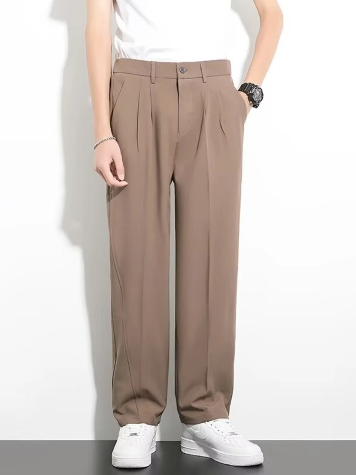 

Casual Men's Summer Thin Wide Leg Straight Loose Long Pants Dra Suit Trousers Spring 2024 New Sle Youth Faion Trend