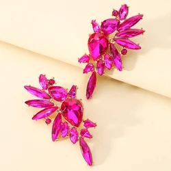 Vintage Sparkly Crystal Big Stud Earrings For Women 2023 Trendy Luxury Design Charm Piercing Wedding Party Statement Jewelry