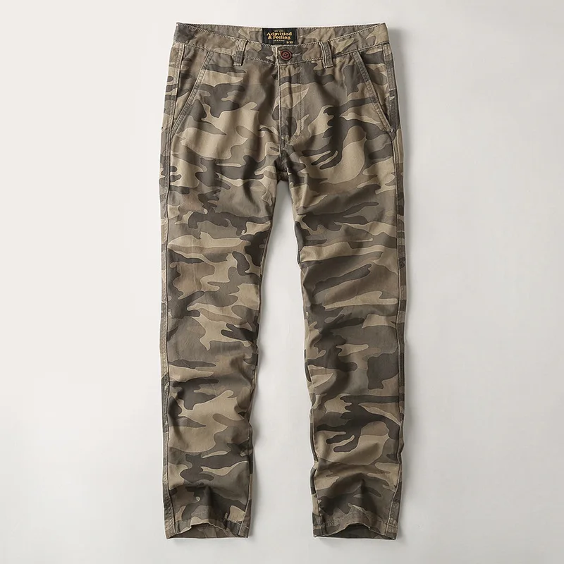 

Men's New Workwear Casual Trousers Large Size Pure Cotton Camouflage Washed Trousers Straight Sports Men's Pants