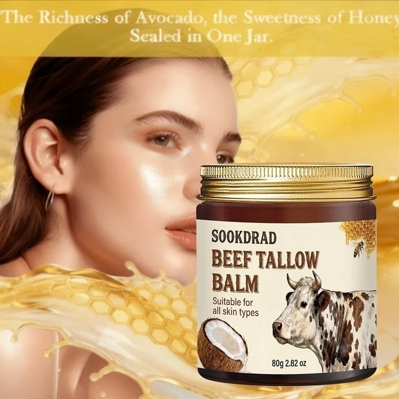 Beef Tallow Balm, natural beef tallow & coconut, moisturizing, face/body, all ages,80g, all skin types, daily care
