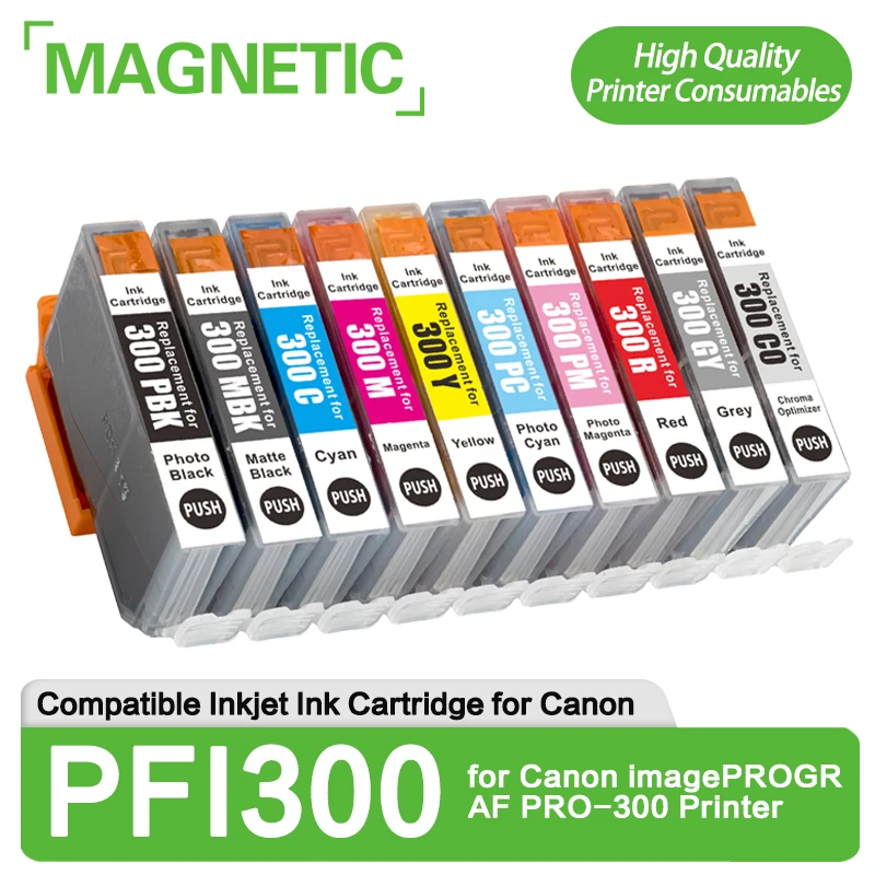 

Magnetic PFI300 PFI-300 PFI 300 Premium Compatible Color Inkjet Ink Cartridge for Canon imagePROGRAF PRO-300 Printer