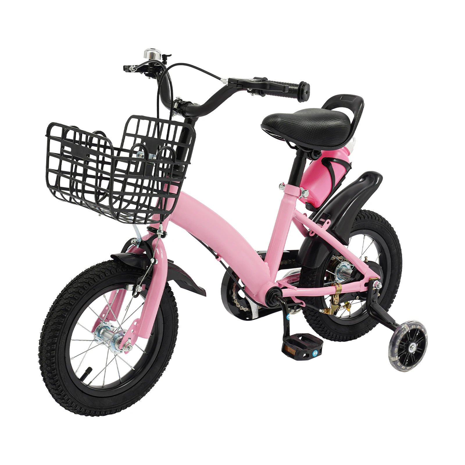 30 cm kinderfiets met zijwieltjes, flessenhouder, mand |   Blauw/rood/roze kinderfiets voor 2-5 jaar